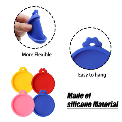 Set of 4 Durable Pet Can Lids for 2.5-inch Cans - Yellow, Red, Pink, Blue