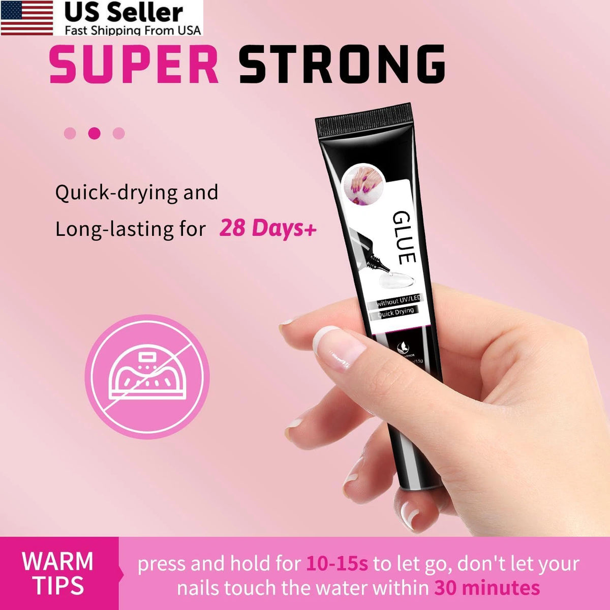2X 15g Semi Solid Nail Glue for Press On Nails (No UV)