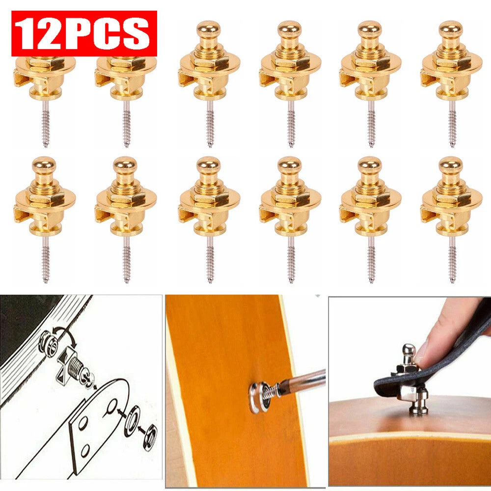 12 Pack Round Head Strap Locks for Guitar Bass Style Parts