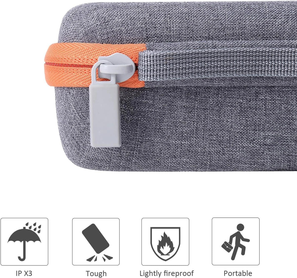 Hard Case for Yoto Small Mini (Grey + Orange Zipper)