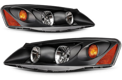 Pair of Headlights Assembly for Pontiac G6 (2005–2010) Black Housing
