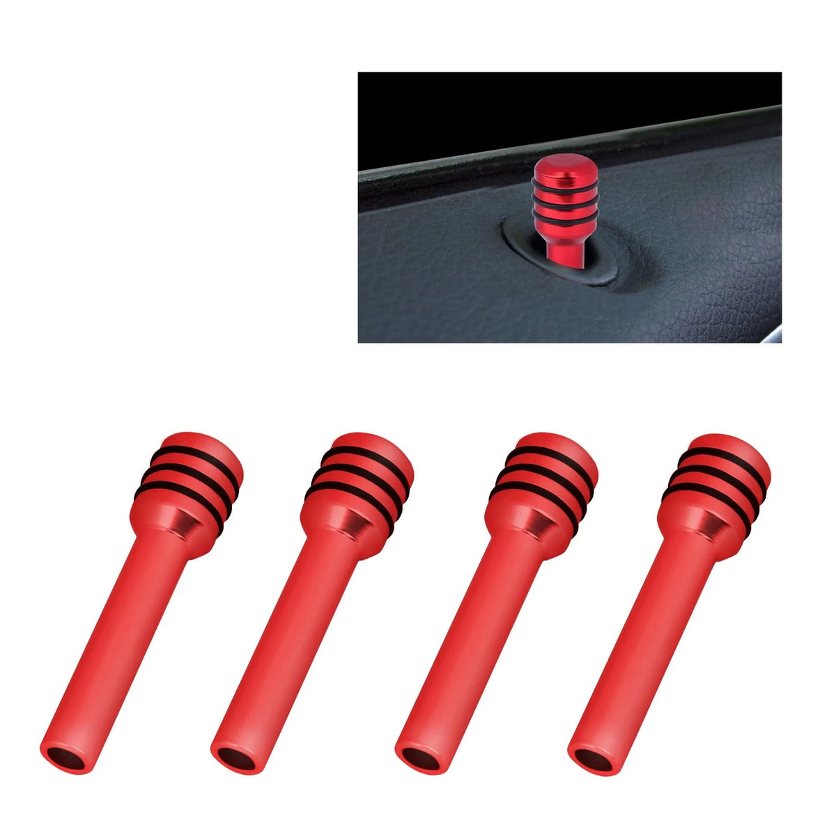 Set of 4 Colorful Aluminum Alloy Car Door Lock Knobs for Universal Fit