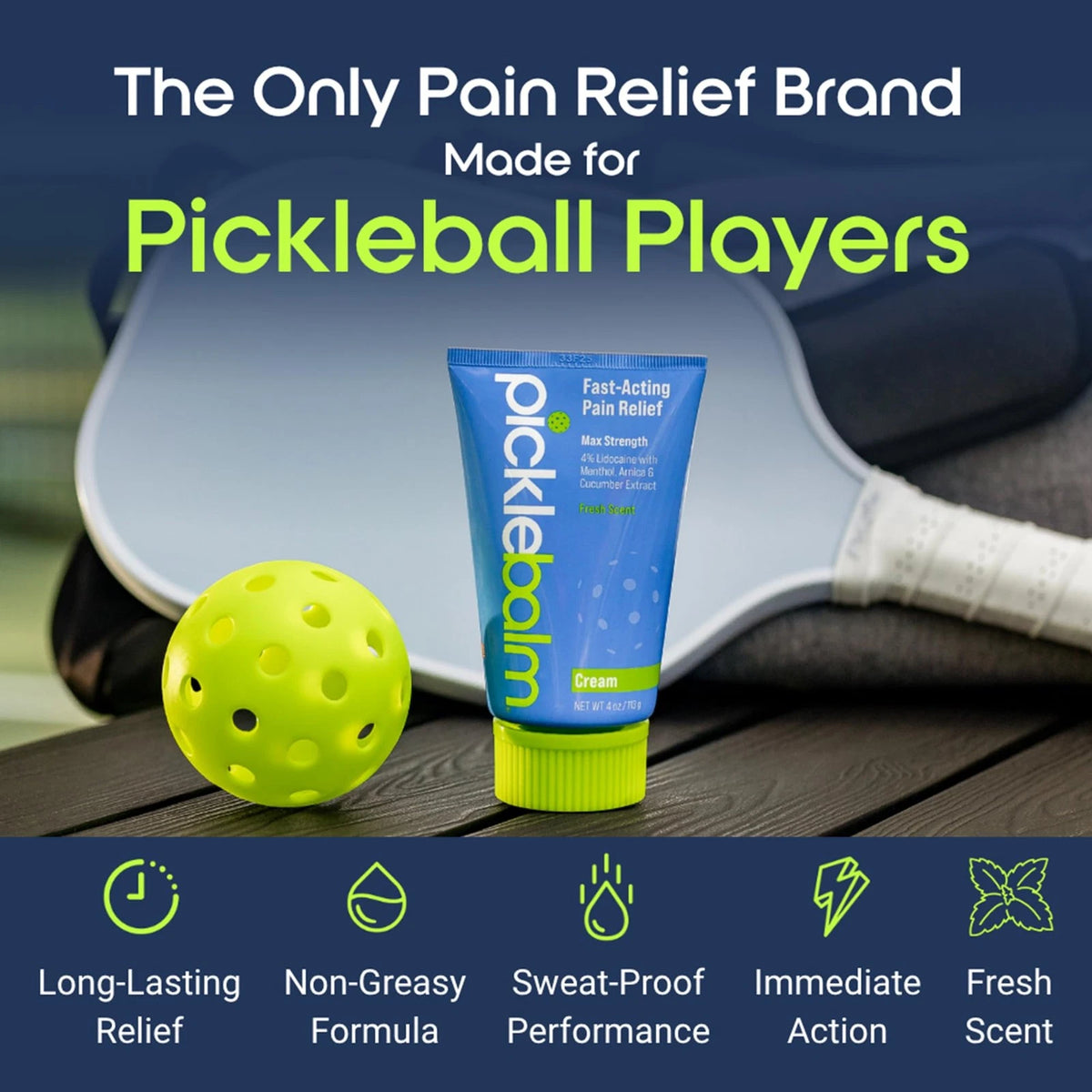 PickleBalm Muscle Pain Relief Cream for Pickleball (4 Ounce)