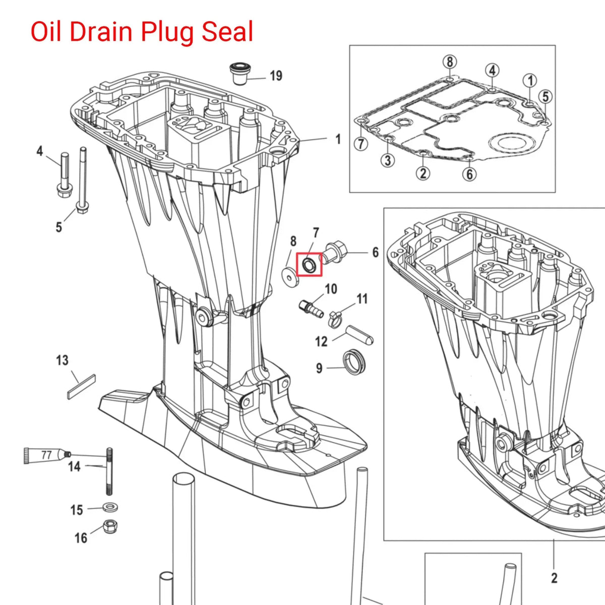 Oil Drain Plug Seal Washer Gasket for Mercury Outboard (Gear Housing)