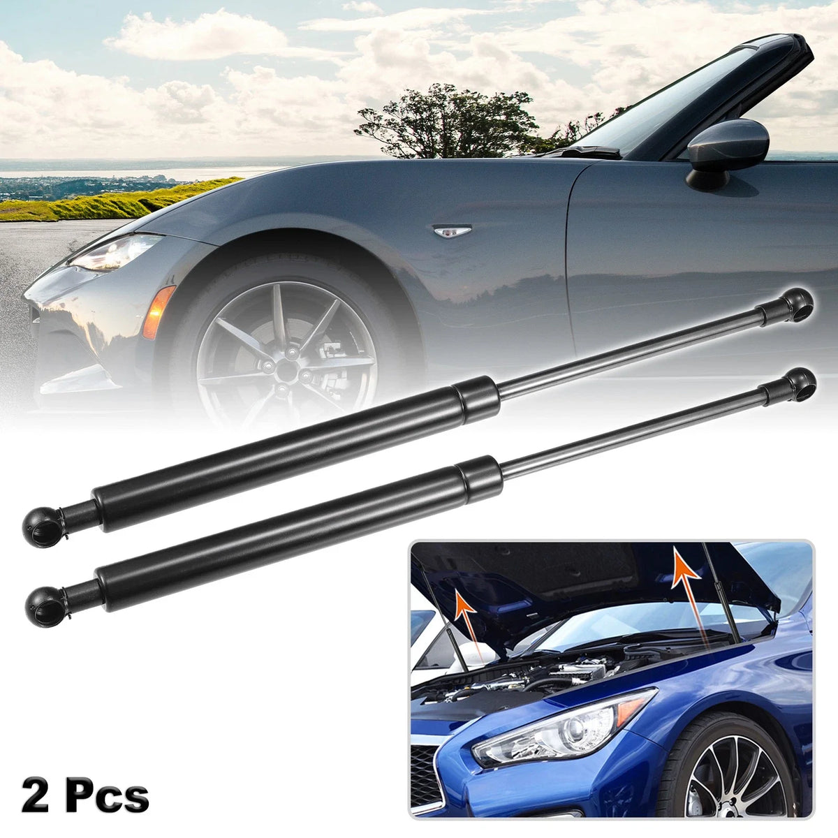 2X Front Hood Lift Supports for Mazda MX-5 ND MX5 Miata (2015–2023)
