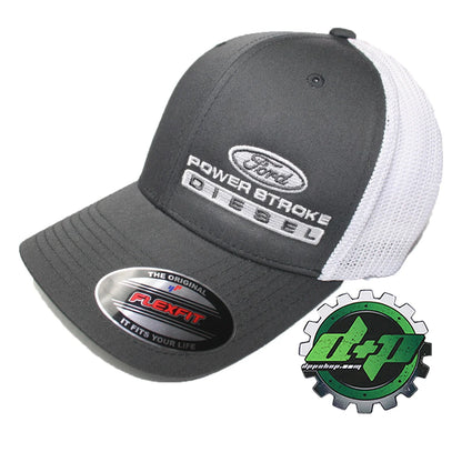 Powerstroke Mesh Summer Hat for Ford Trucks (Charcoal Gray, White)