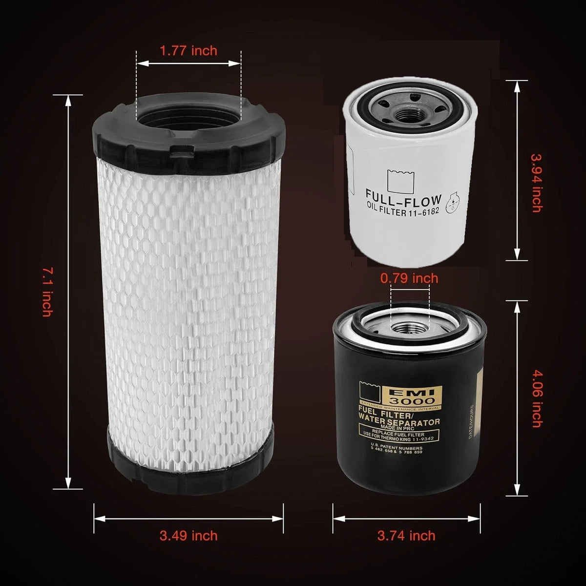 Fuel Filter Set of 2 for Thermo King Tripac APU or Evolution (11-6182, 11-9059, 11-9342)