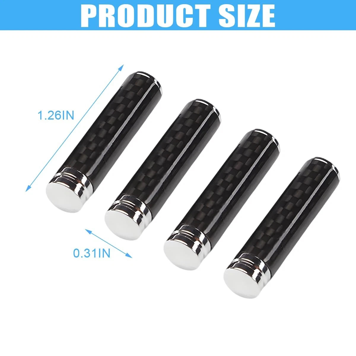 Set of 4 Carbon Fiber Door Lock Knobs for Car (Black/Flat)