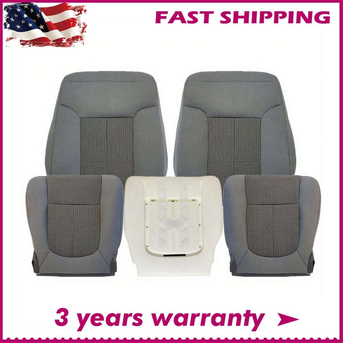 Front Cloth Seat Cover for Ford F250 F350 XLT FX4 (2011–2016) Gray