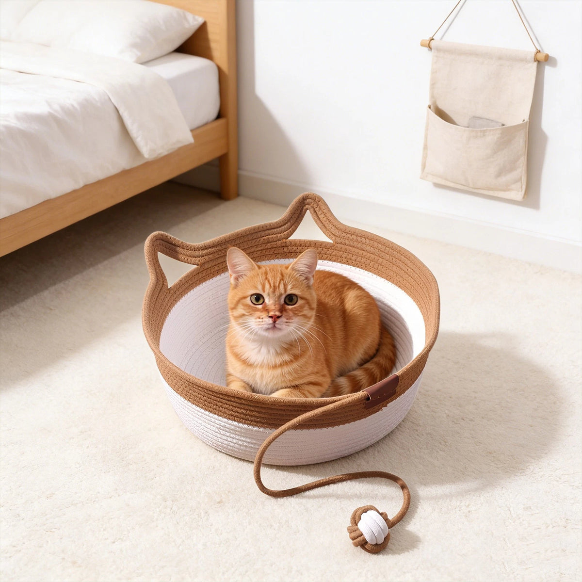 Cat Bed with Toy Tail for Cats