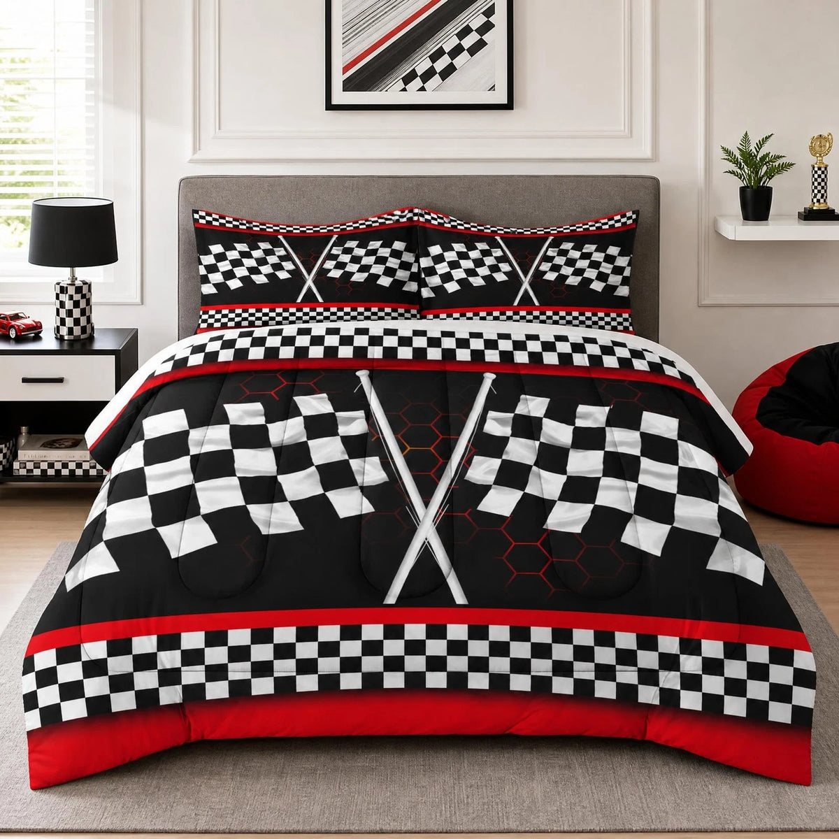 Racing Car Comforter Set for K (3 Pcs)