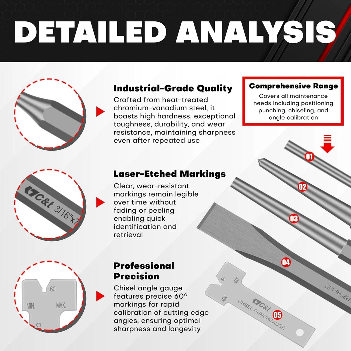 16-Piece Punch and Chisel Set for Automotive Repair