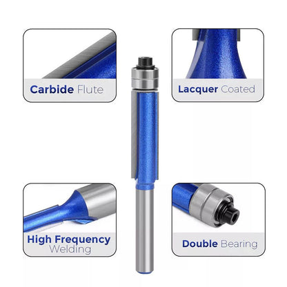 Set of 4 Straight Flush Trim Router Bits for Woodworking
