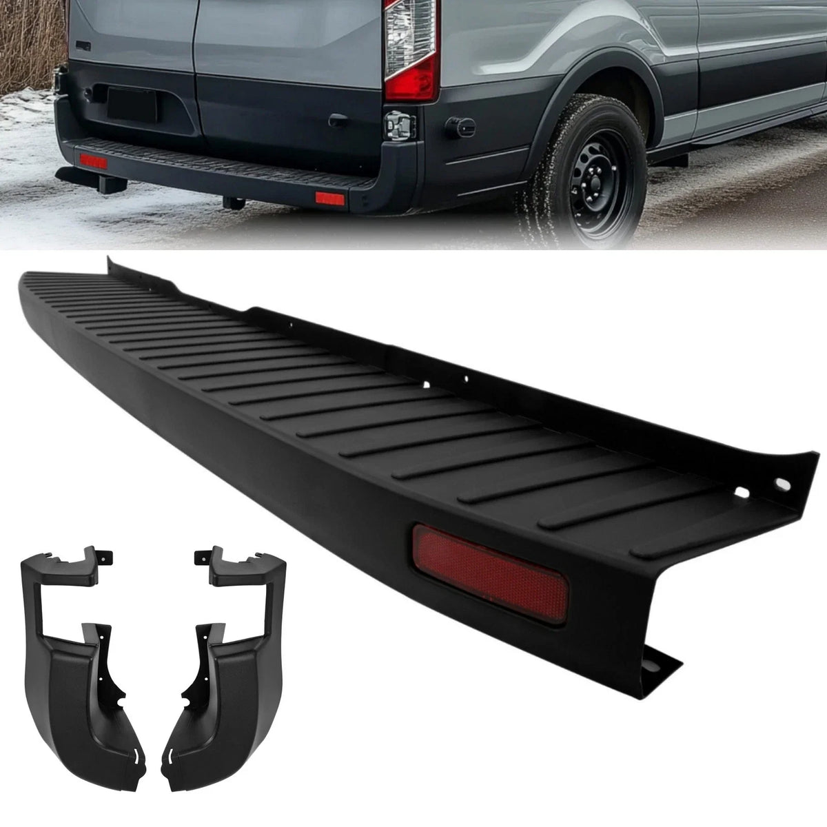 Rear Bumper Cover with Side End Cap for Ford Transit 150 250 350 (2015–2024)