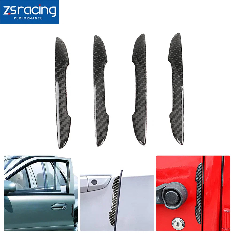 Universal Black Carbon Fiber Door Edge Protection Trim Stickers