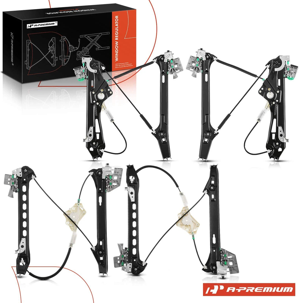 Power Window Regulator Set for Mercedes-Benz CLS550 CLS63 AMG (2197200946, 2197201046, 2197300746, 2197300846)