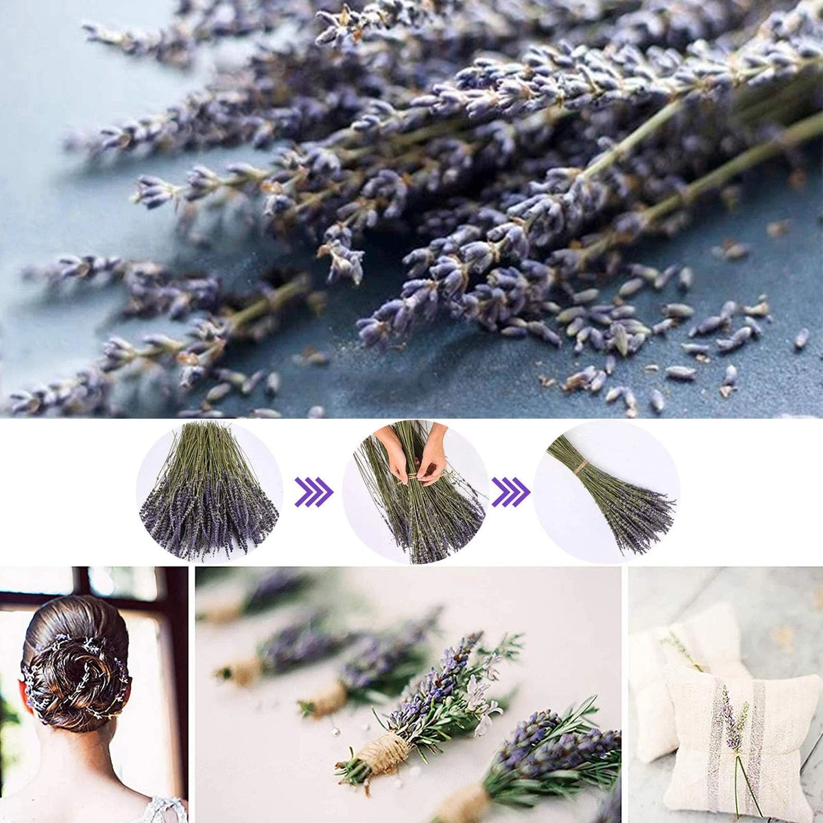 200 Stems Dried Lavender Flowers Bundles for Floral Arrangements