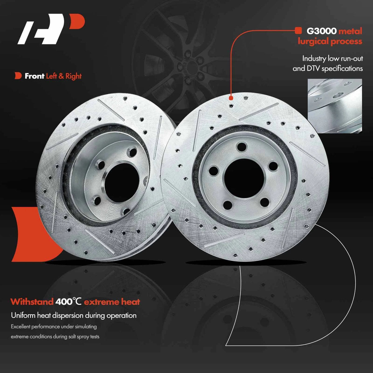 2X Front Side Drilled Brake Rotor for Ford Explorer Mazda B3000 (S-54035)