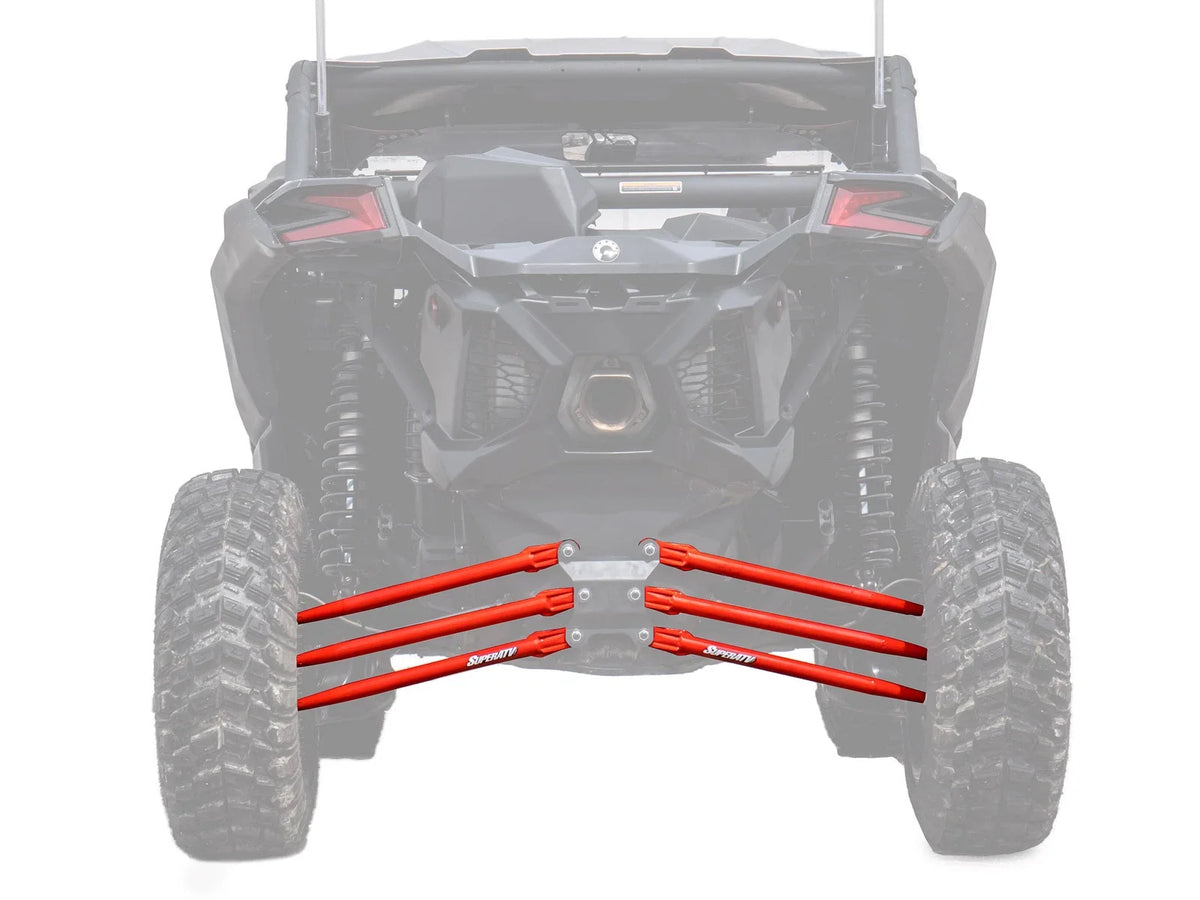 SuperATV Tubed Rear Radius Rods for Can-Am Maverick X3 (2017–2023) - Red