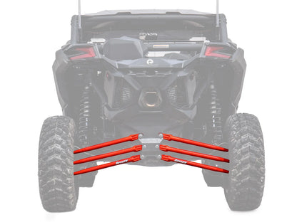 SuperATV Tubed Rear Radius Rods for Can-Am Maverick X3 (2017–2023) - Red