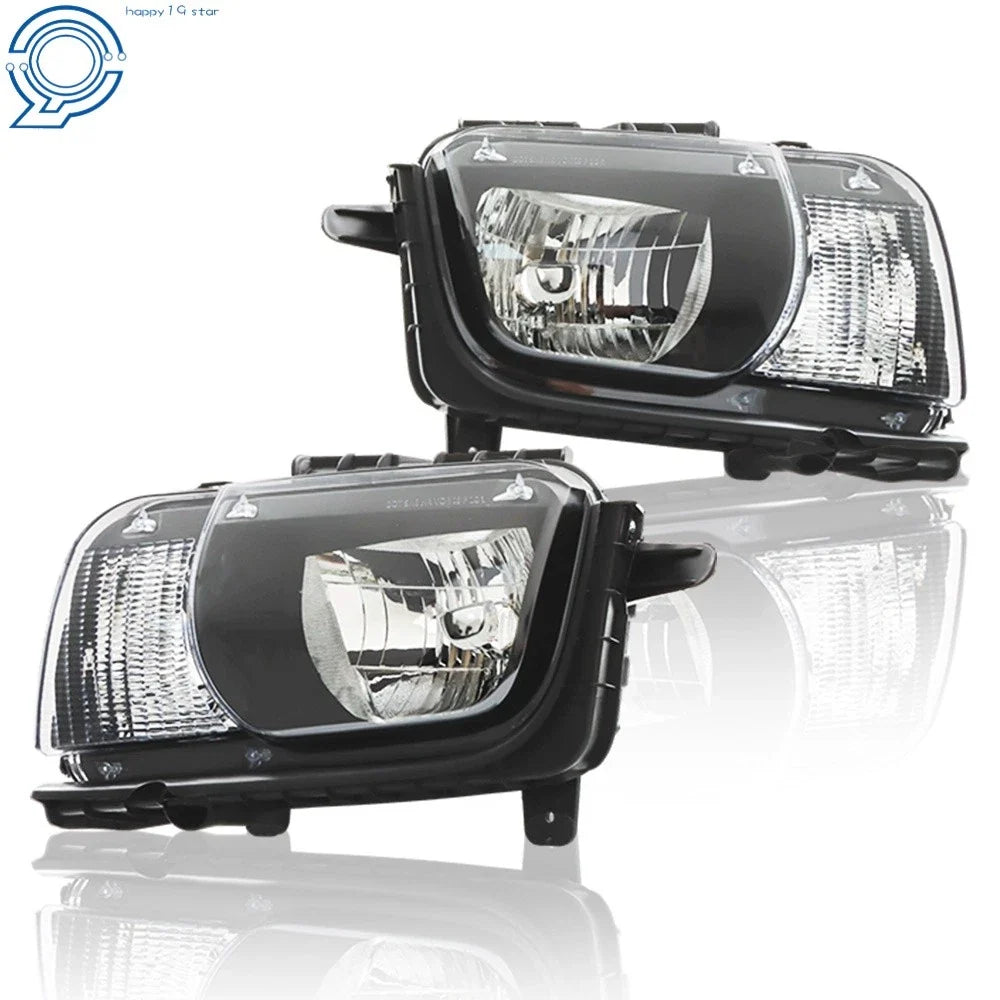 Set of 2 Halogen Headlights for Chevrolet Camaro (2010–2013) Black Housing
