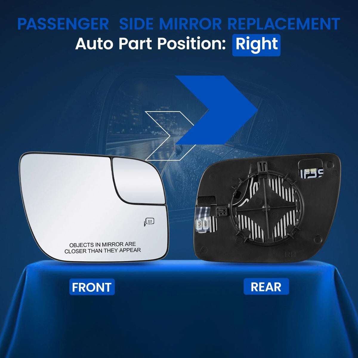 Heated Right Side Mirror Glass for Ford Explorer (2012–2015) BB5Z 17K707B