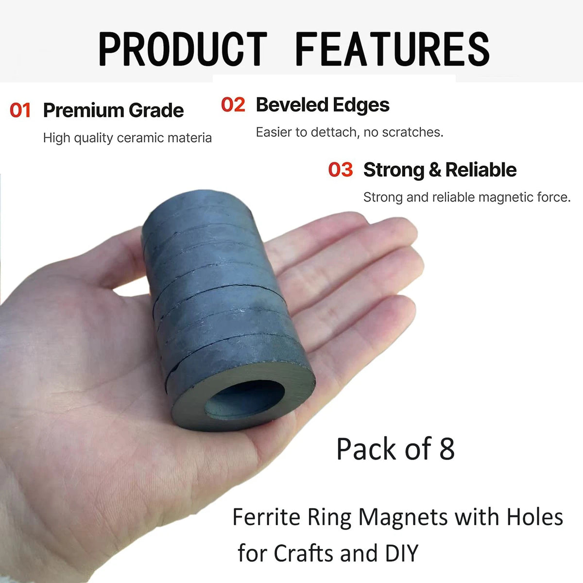 Ferrite Ring Magnets for OD40 x ID22 x 8mm Round Disc Donut