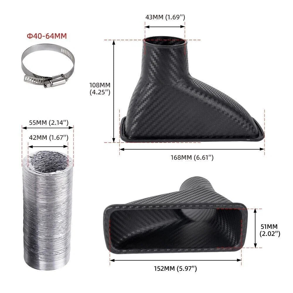 Turbo Air Intake Pipe Funnel Kit for Universal Cars (Fits )