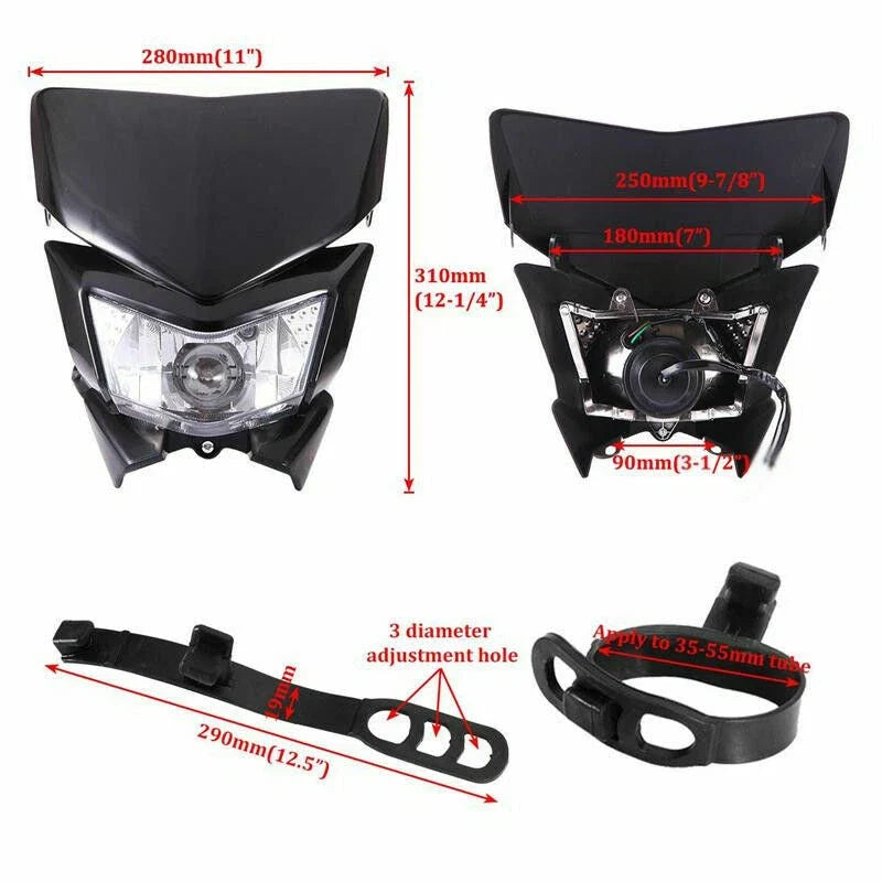 Black Rec Reg Head Tail Light Kit for Honda CRF150 CRF250 CRF450 (2007–2023)