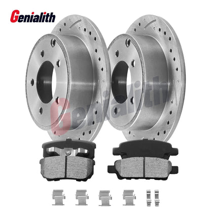 Set of 2 Rear Disc Rotors + Brake Pads for Jeep Patriot Compass Dodge Avenger (2007–2017)