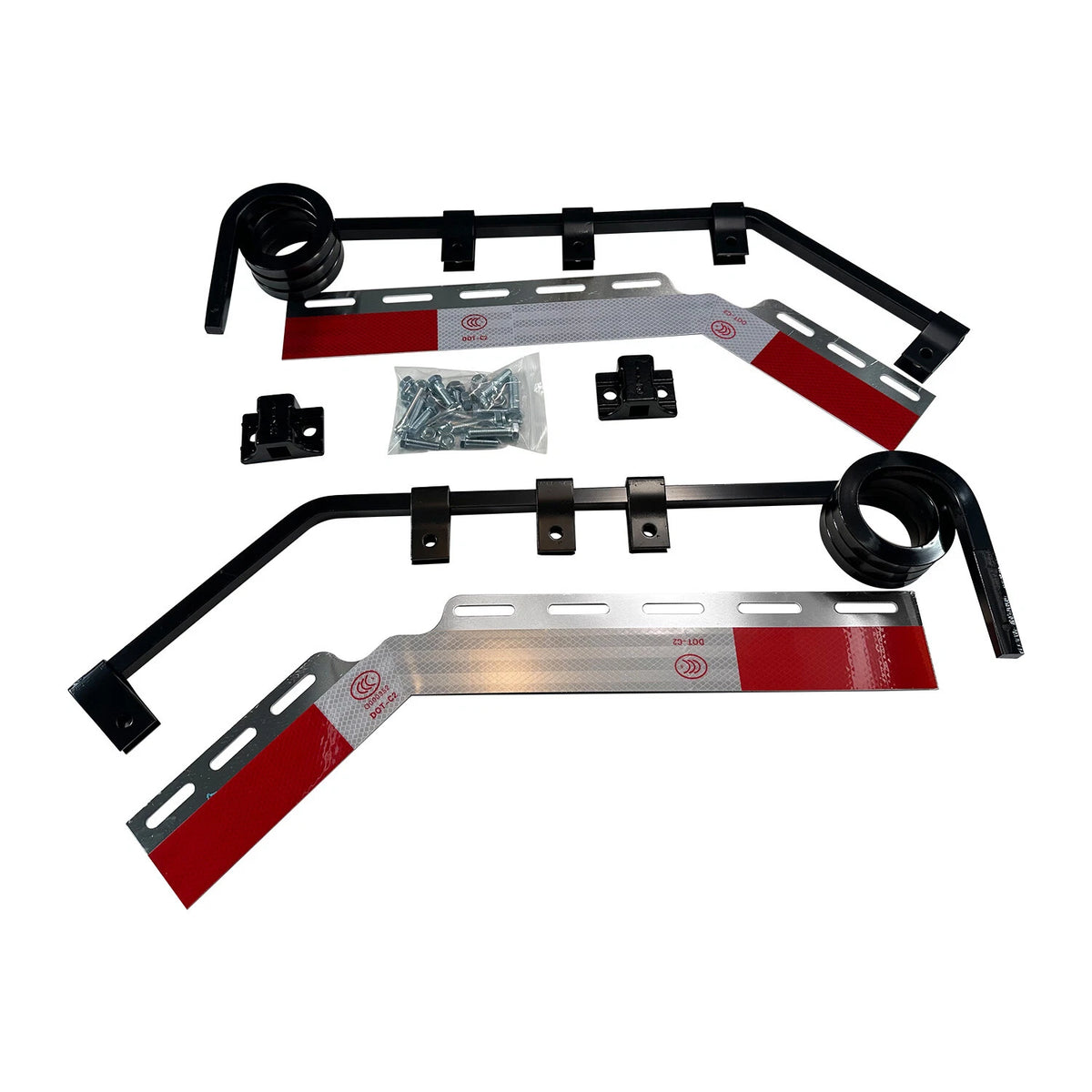 Pair Angled Fender Spring Mudflaps Hanger w/Reflector Kit for Semi Truck (902-033)