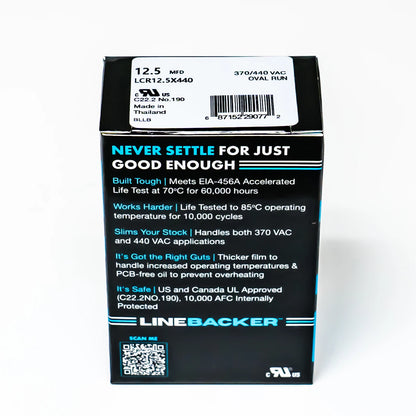Capacitor Oval Run 12.5 uf 370/440 Volts for HVAC Motors