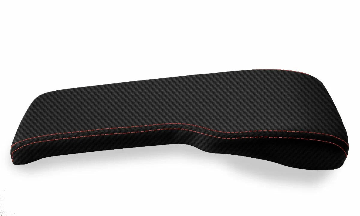 Console Lid Bench Seat Cover for Toyota Tacoma (2001–2004) Carbon Fiber Red Stitch