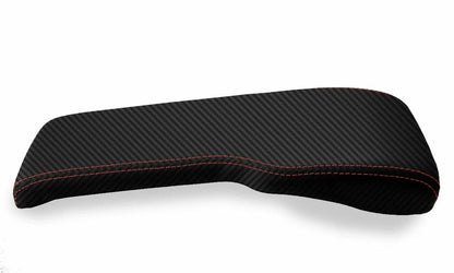 Console Lid Bench Seat Cover for Toyota Tacoma (2001–2004) Carbon Fiber Red Stitch