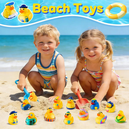 24 Pcs Summer Rubber Ducks for Pool Party Fun (No Specific Years)