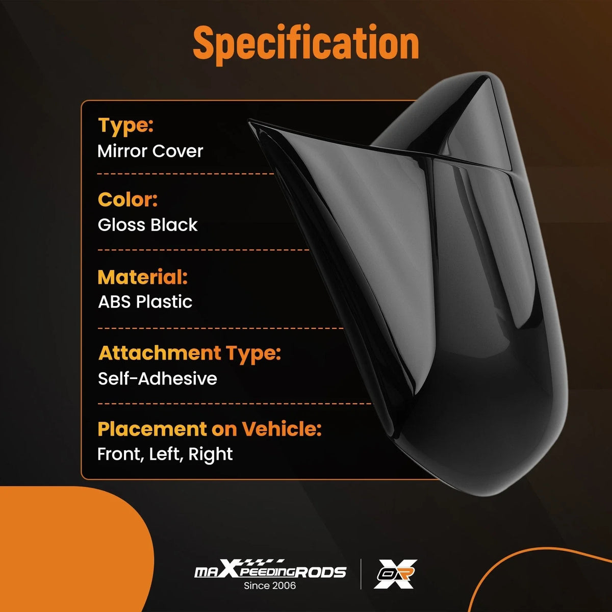 Exterior Mirror Housing Set for Toyota Camry Avalon (2018–2023) Black