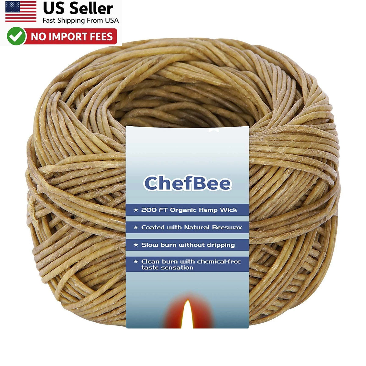 Organic Hemp Wick 200 Ft Beeswax Coated Slow Burn Candle Lighter Wick