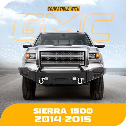 Steel Front Bumper with Winch Plate & LED Lights for GMC Sierra 1500 (2014–2015) CON-A000000574