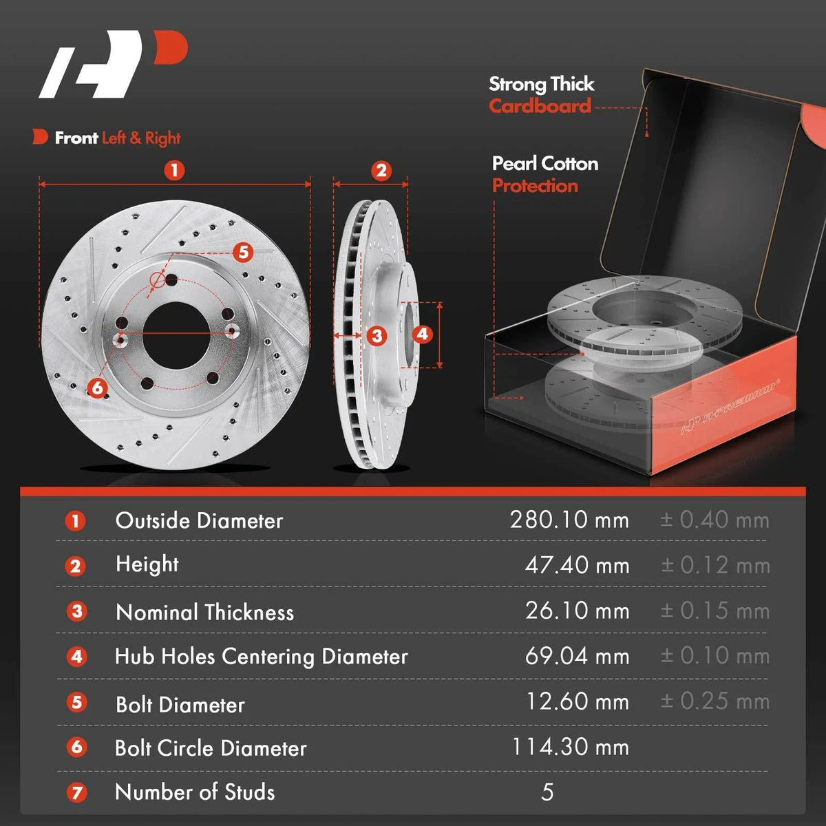 Drilled Brake Rotors & Pads Set for Hyundai Sonata & Kia