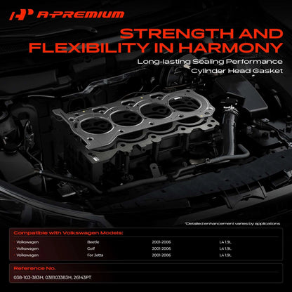 Engine Cylinder Head Gasket for Volkswagen Jetta Golf Beetle (2001–2006) 038-103-383H, 038103383H