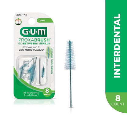 8X GUM Proxabrush Go-Betweens Refills Tight for Dental Care (Pack of 3)