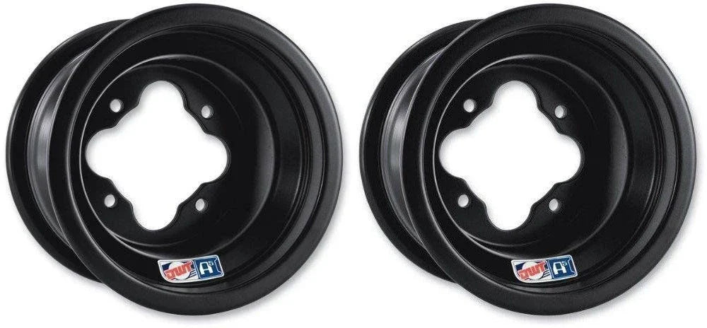 2X DWT Black A5 ATV Rear Wheel Rims 9" 9x8 4/115 for Yamaha YFZ450 Raptor 700 Banshee