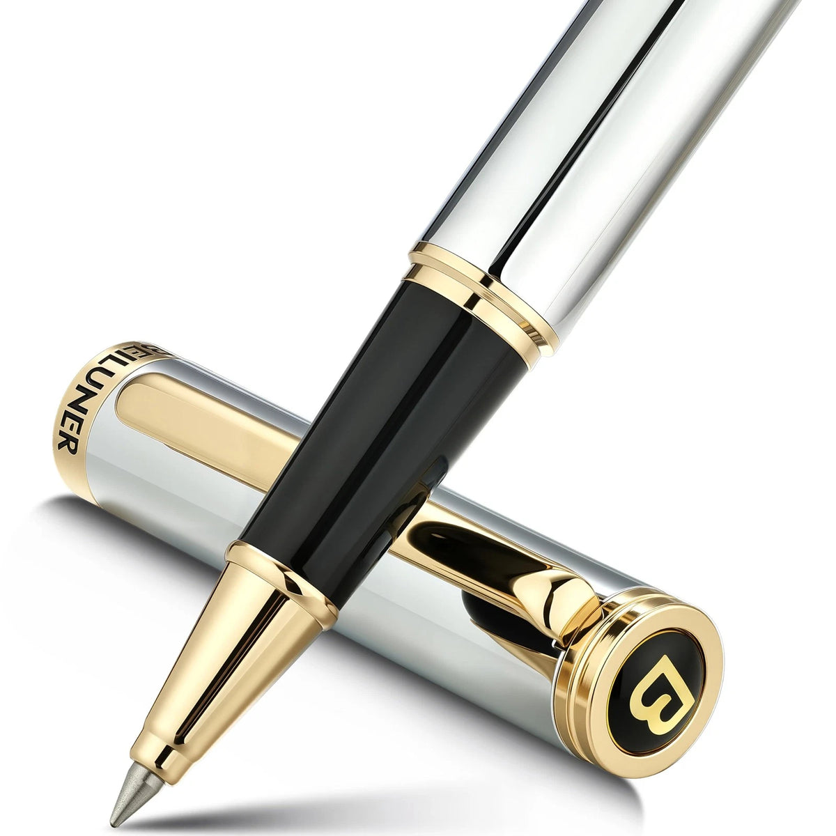 Luxury Rollerball Pen for Universal Use (Pack of 1) - Silver Chrome & Gold