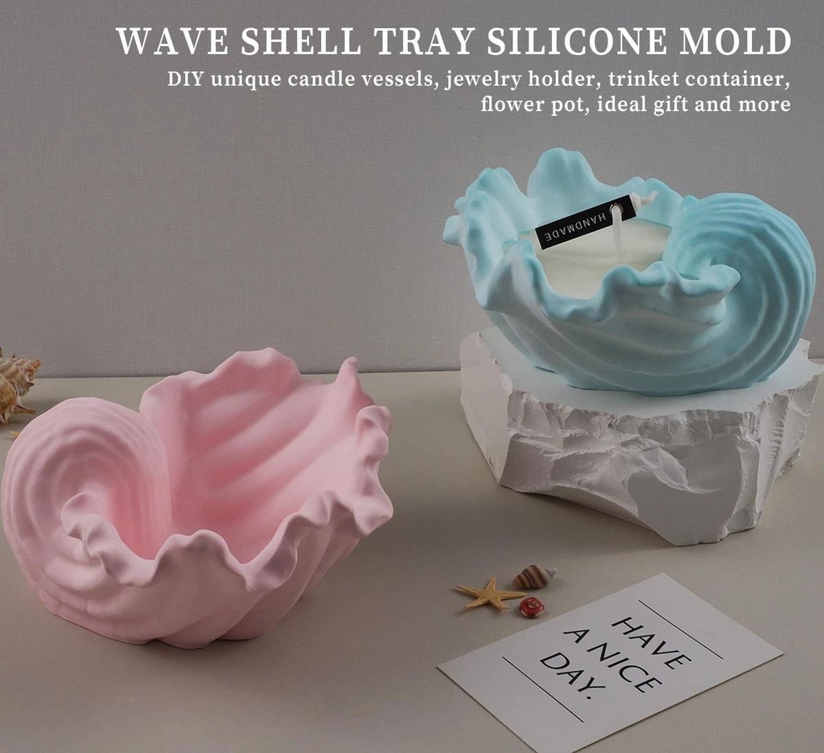 Wave Shell Tray Silicone Mold for Medium Holder
