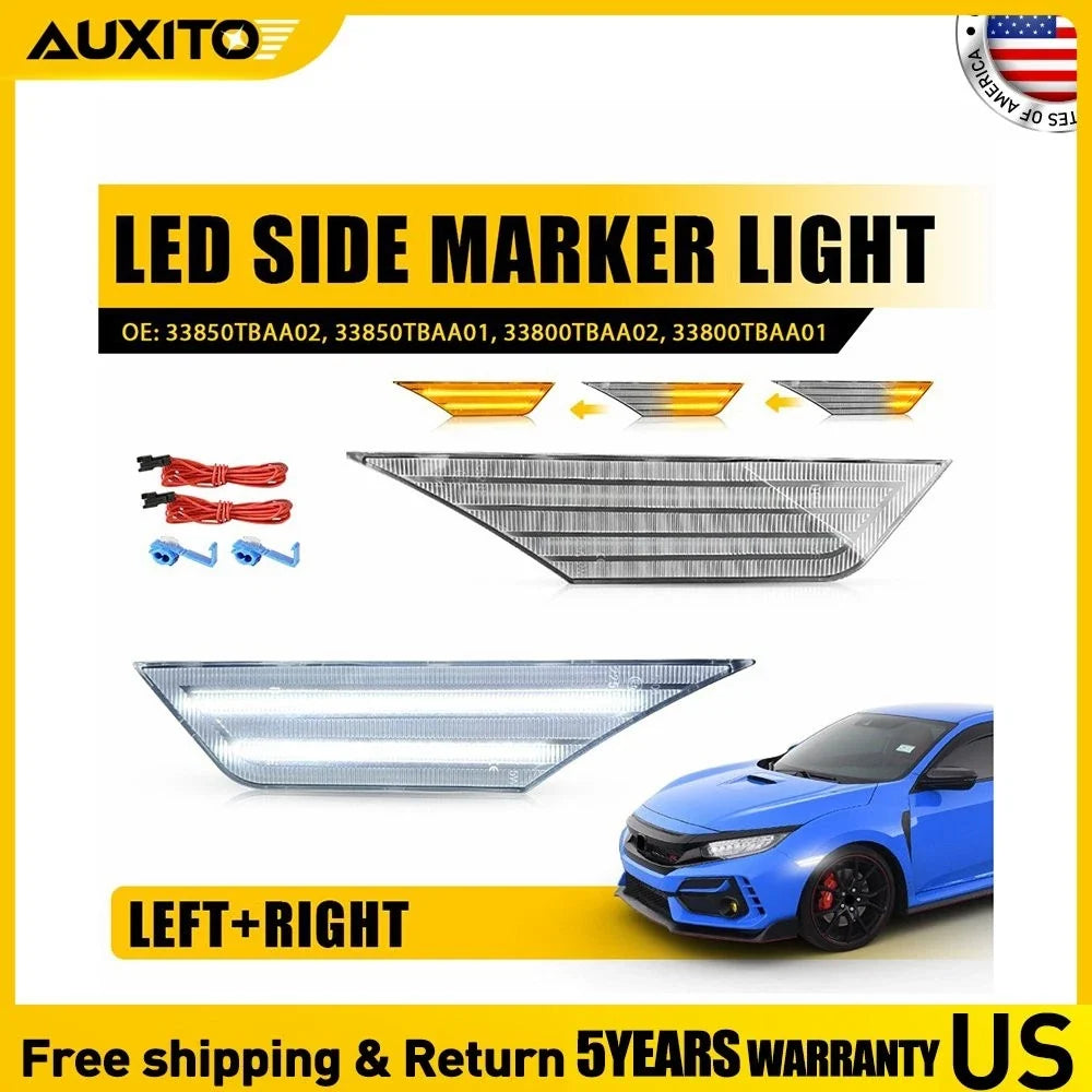 LED Sequential Turn Signal Side Marker Lights for Honda Civic (2016–2021)