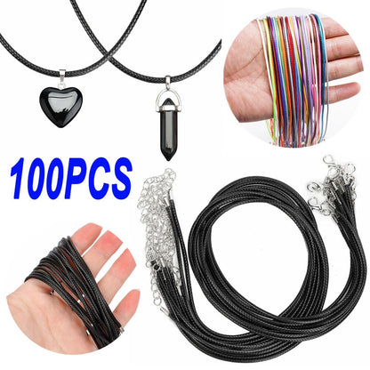 100PCS 18" Leather Cord Chain for Jewelry Making with Clasps