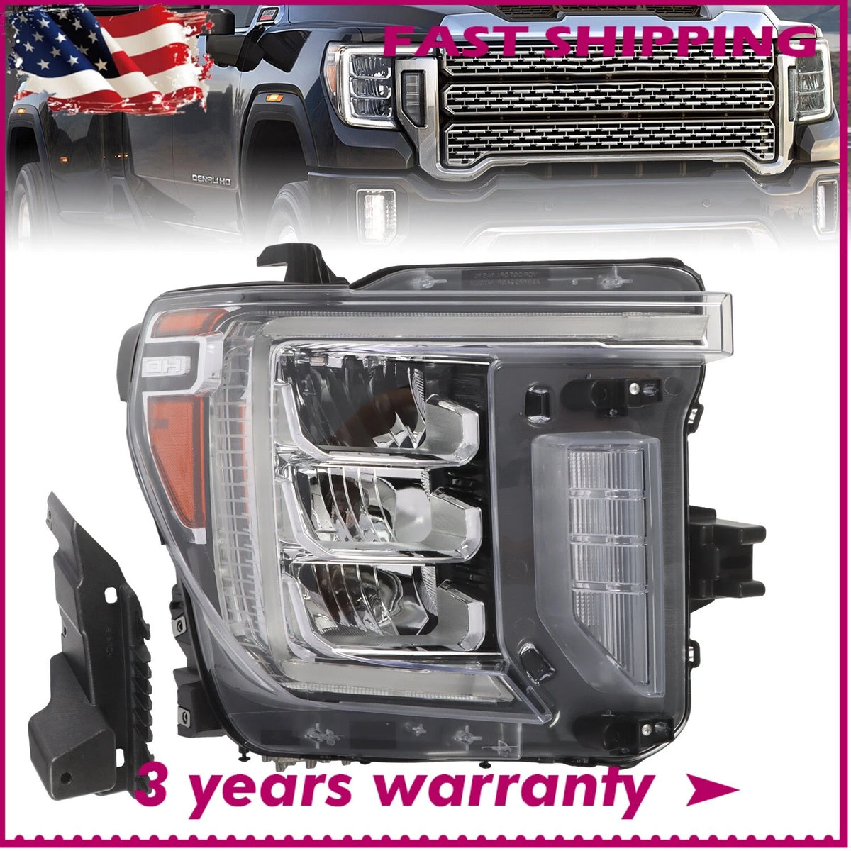 Full LED Headlight for GMC Sierra 2500 3500 HD (2020–2023) 84738615, 86788464, GM2503513, 85149464