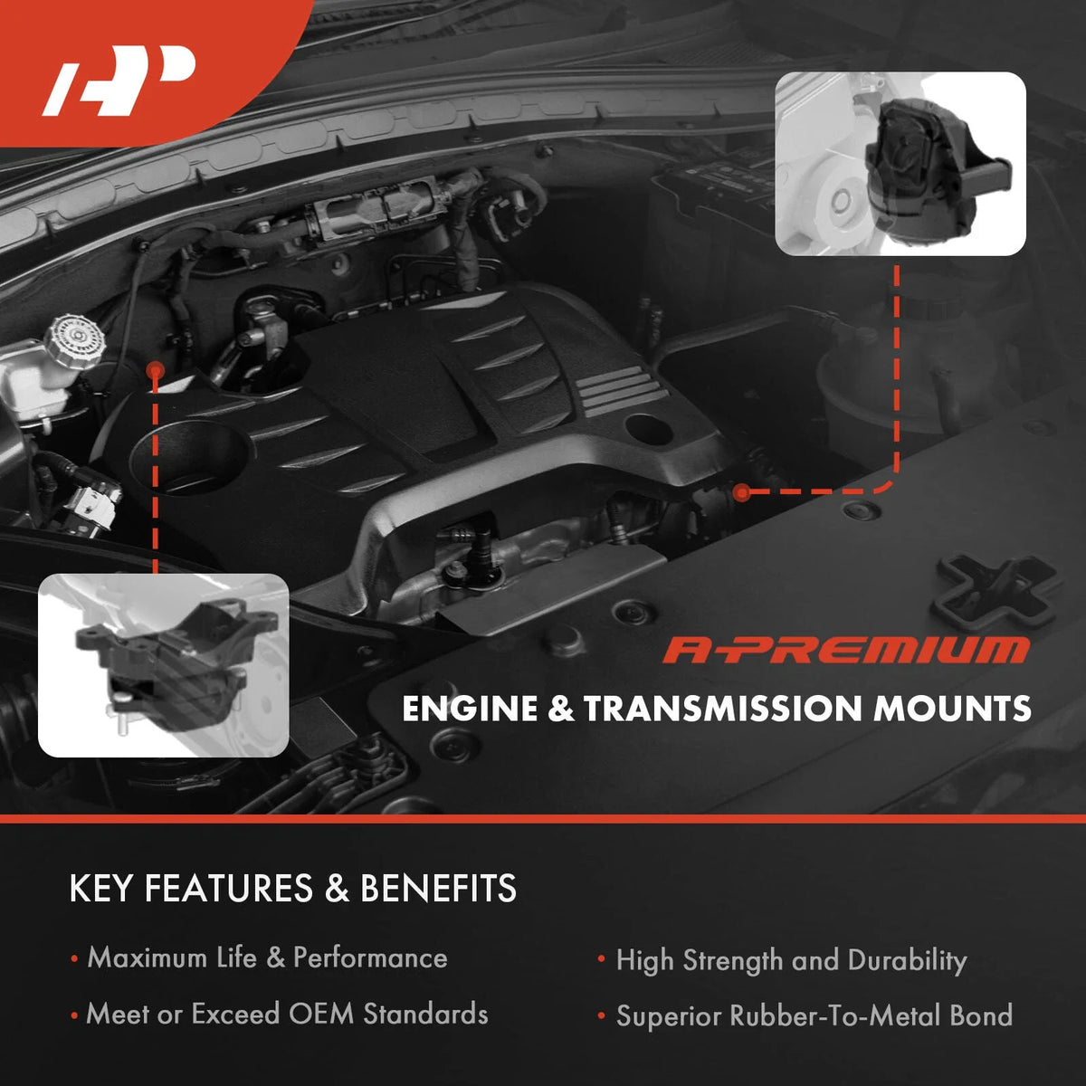 Set of 4 Engine Motor & Transmission Mounts for Jeep Compass Patriot (2007–2017)