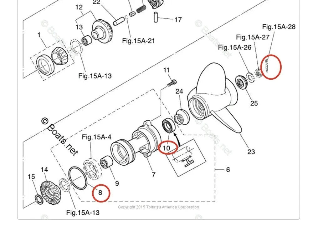 Lower Gearcase Seal Kit for Tohatsu MD40B2 M50C M60B/A M70B/A2 (353601110 353601030)