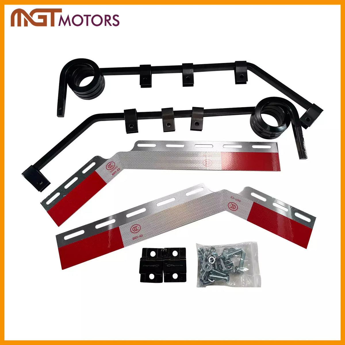 Pair Angled Fender Spring Mudflaps Hanger w/Reflector Kit for Semi Truck (902-033)